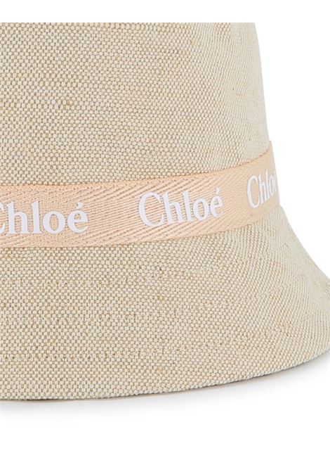 Cappello alla Pescatora Con Nastro Logato In Beige CHLOÉ KIDS | C20431Z40